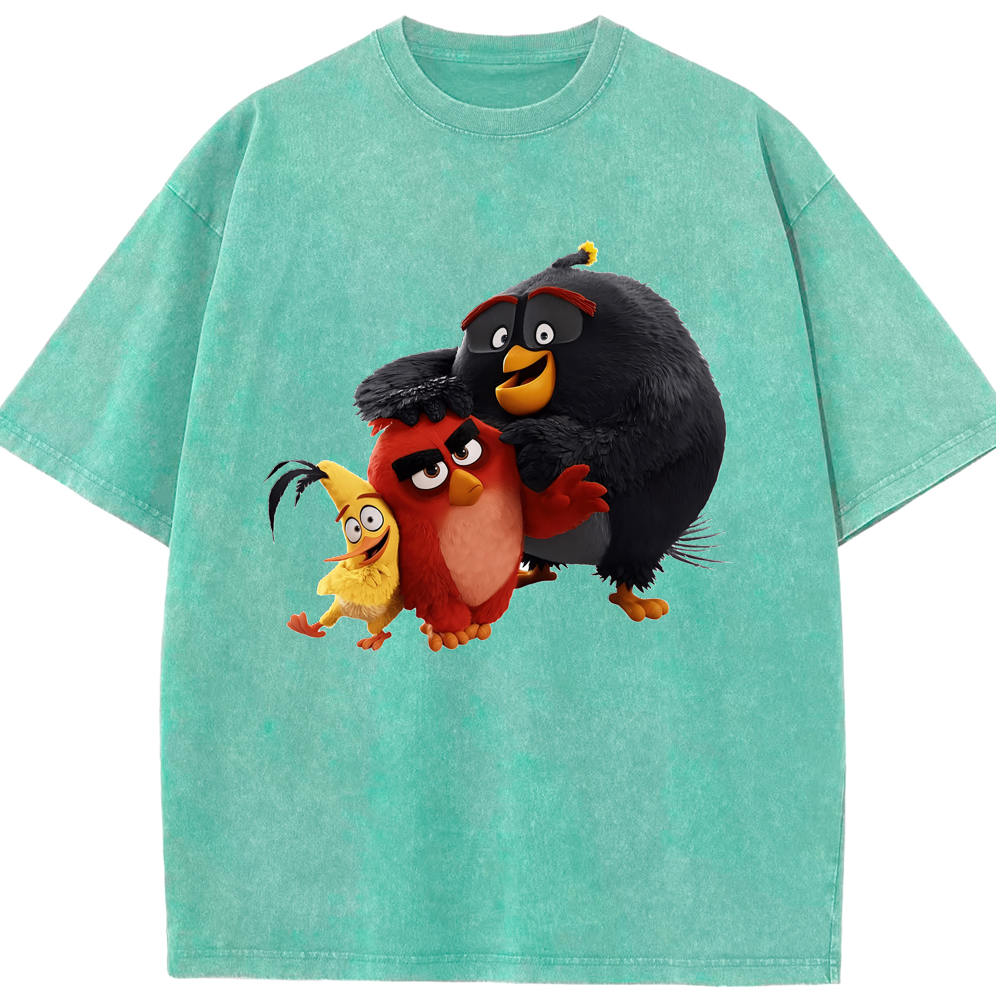（画像用） Angry Birds アングリーバード 綿100% ヴィンテージ風 半袖Tシャツ（フロントプリント）